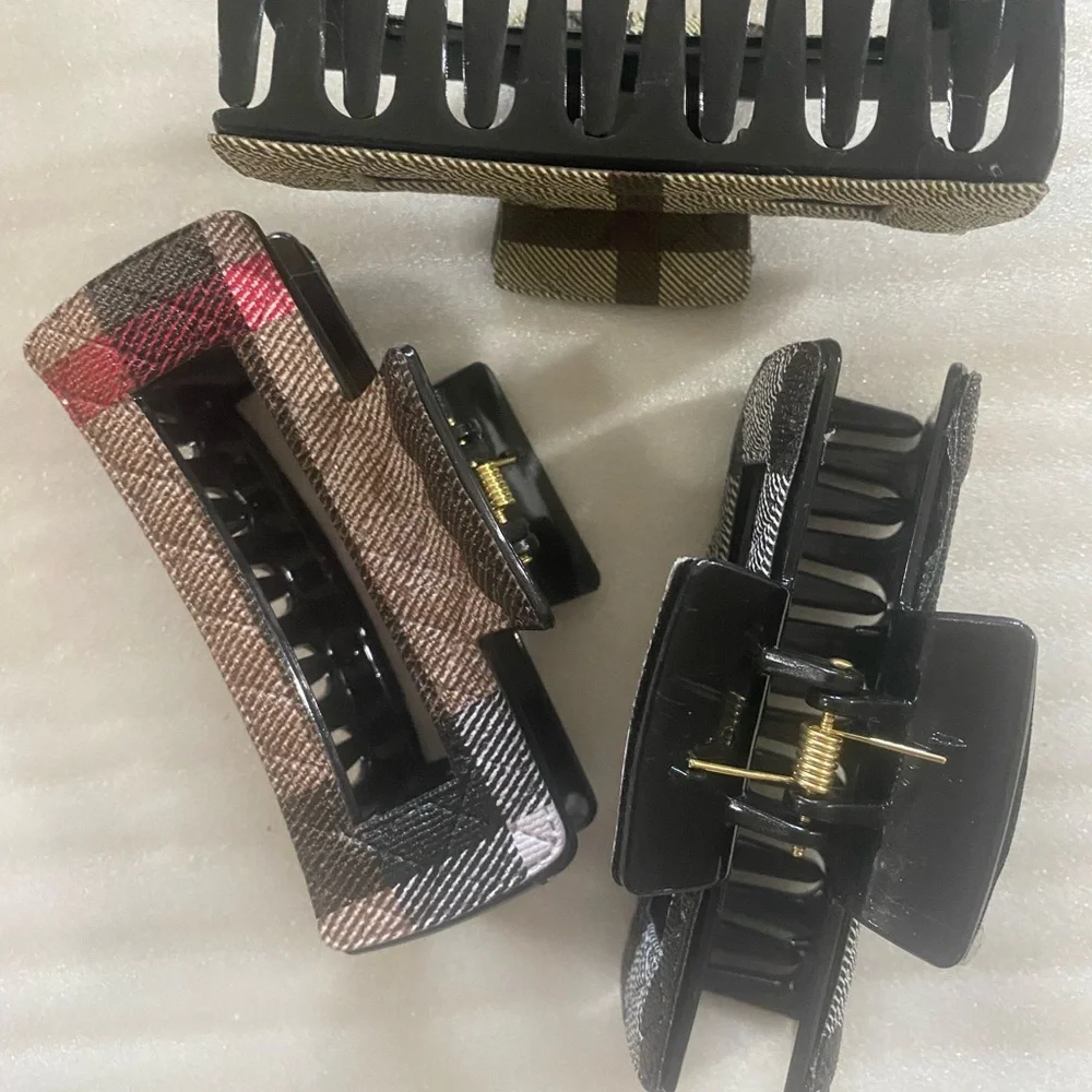 Stylish Plaid Hair Clips in Neutral Tones to Choose From $7ea or 3 for $15 - Picture 4 of 5